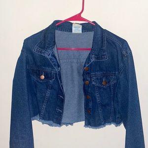 Cropped button up jean jacket size XL